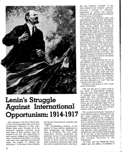 Lenin`s Struggle Against International Opportunism: 1914-1917