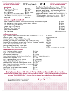 Holiday Menu | 2014