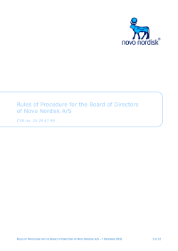 Rules of Procedure for the Board of Directors of Novo Nordisk A/S