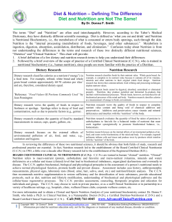 Diet and Nutrition - Defining The Difference