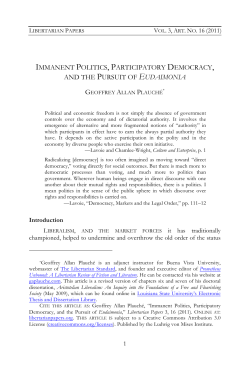 immanent politics, participatory democracy, and the