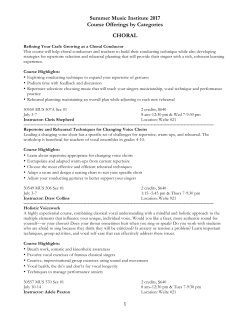 Summer Music Institute 2017 Course Offerings by Categories