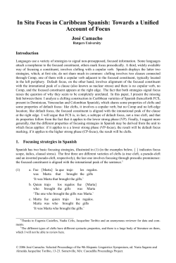 In Situ Focus in Caribbean Spanish: Towards a Unified Account of