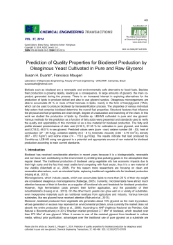 Prediction of Quality Properties for Biodiesel Production