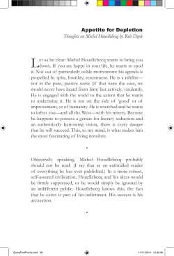 Appetite for Depletion Thoughts on Michel Houellebecq by