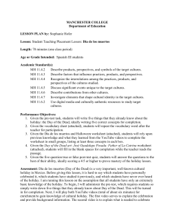 MANCHESTER COLLEGE Department of Education LESSON PLAN