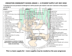 the Grade 1-6 Supply List 2017-2018