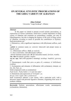 on several stylistic procreations of the gheg variety of albanian