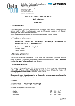 QualcoDuna Proficiency Testing Scheme DRINKING WATER