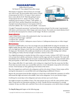 Mascarpone - Mobile Home Gourmet
