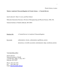 Analytical Ultracentrifugation In Protein Science