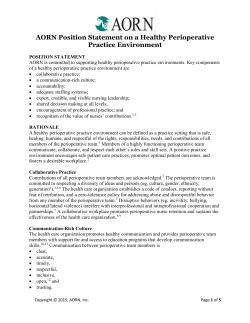 AORN Position Statement on a Healthy Perioperative Practice