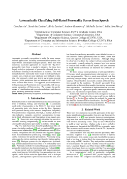 Automatically Classifying Self-Rated Personality Scores from Speech