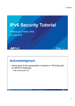 IPv6 Security Tutorial