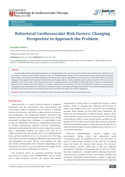 Behavioral Cardiovascular Risk Factors