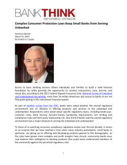 Complex Consumer Protection Laws Keep Small Banks from