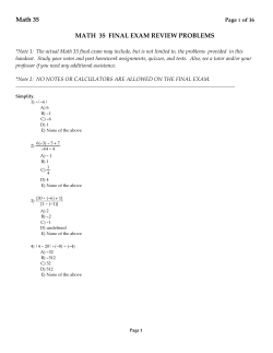 Math 35 MATH 35 FINAL EXAM REVIEW PROBLEMS