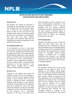 NOTES ON CARE AND USE OF END STANDARDS (GAUGE
