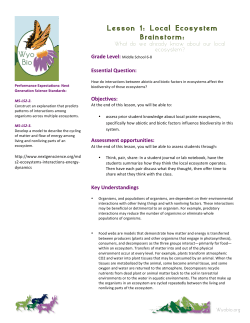 Lesson 1: Local Ecosystem Brainstorm