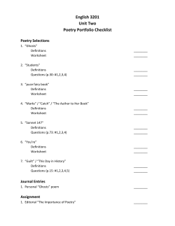 English 3201 Unit Two Poetry Portfolio Checklist