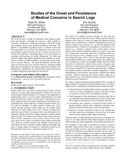 Studies of the Onset and Persistence of Medical