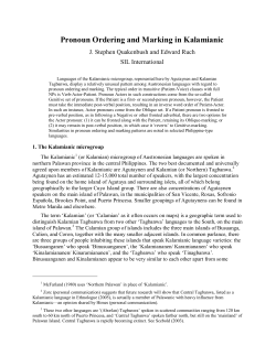 Pronoun Ordering and Marking in Kalamianic