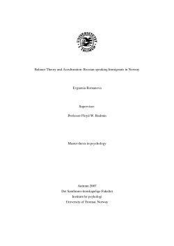 Balance Theory and Acculturation: Russian-speaking