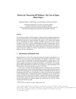 Metrics for Measuring ISP Badness: The Case of Spam (Short Paper)