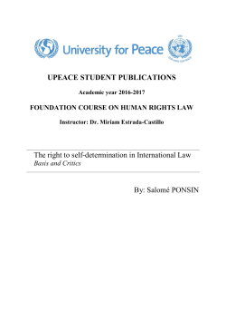 The Right to Self-determination in International Law