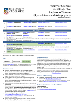 Space Science and Astrophysics - Faculty of Sciences