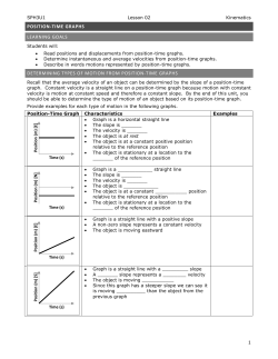position-time graphs learning goals determining types of