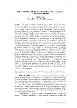 THE STUDENTS` ABILITY IN USING DERIVATIONAL SUFFIXES