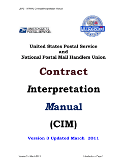 Interpretation (CIM) - National Postal Mail Handlers Union