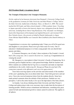 SGI President Ikeda`s Acceptance Speech