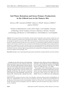 Soil Water Retention and Gross Primary Productivity in the Z&aacute;brod