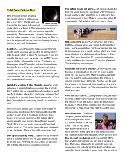 Total Solar Eclipse Tips