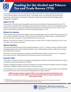 Funding for the Alcohol and Tobacco Tax and Trade Bureau