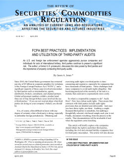FCPA Best Practices: Implementation and Utilization of Third