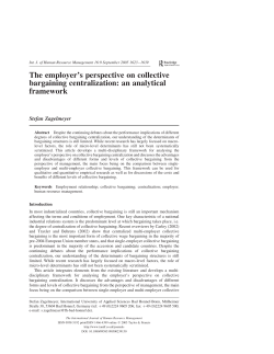 The Employer`s Perspective on Collective Bargaining Centralization