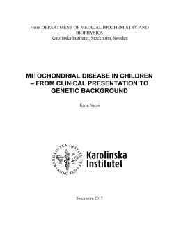 mitochondrial disease in children &ndash; from clinical