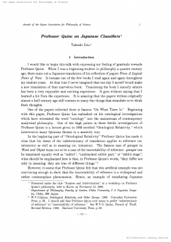 Professor Quine on Japanese Classiﬁers