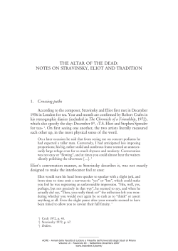 The altar of the dead: notes on Stravinsky, Eliot and