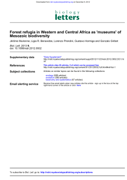 Mesozoic biodiversity Forest refugia in Western and Central Africa as