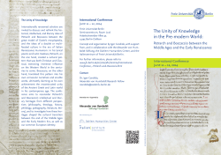 The Unity of Knowledge in the Pre-modern World