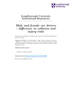 Male and female car drivers - di erence in collision and injury risks