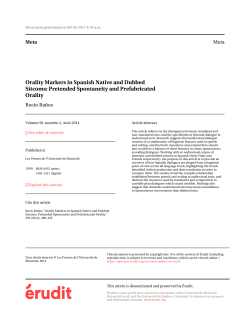 Orality Markers in Spanish Native and Dubbed Sitcoms