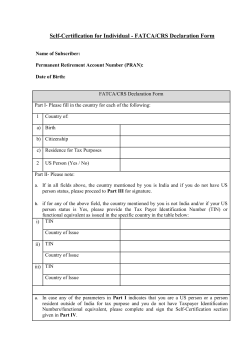 FATCA Self Declaration Form