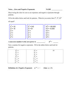 Notes&hellip;.Zero and Negative Exponents NAME ______ Discovering