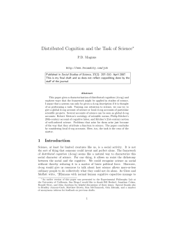 Distributed Cognition and the Task of Science