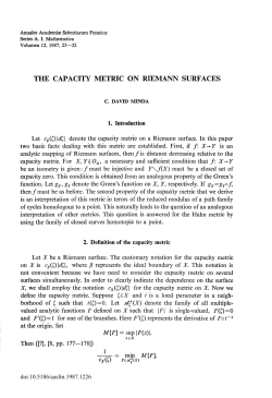 THE CAPACITY METRIC ON RIEVIANN SURFACES